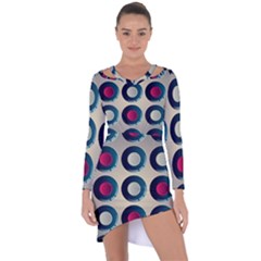 Background Colorful Abstract Asymmetric Cut-out Shift Dress