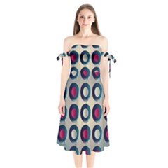 Background Colorful Abstract Shoulder Tie Bardot Midi Dress