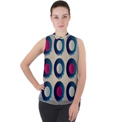 Background Colorful Abstract Mock Neck Chiffon Sleeveless Top by HermanTelo