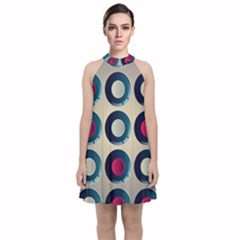 Background Colorful Abstract Velvet Halter Neckline Dress 