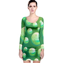 Background Colorful Abstract Circle Long Sleeve Bodycon Dress