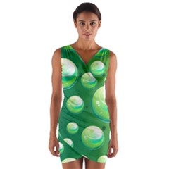 Background Colorful Abstract Circle Wrap Front Bodycon Dress