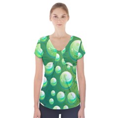 Background Colorful Abstract Circle Short Sleeve Front Detail Top