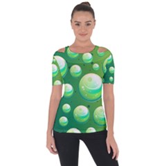 Background Colorful Abstract Circle Shoulder Cut Out Short Sleeve Top