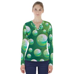 Background Colorful Abstract Circle V-neck Long Sleeve Top