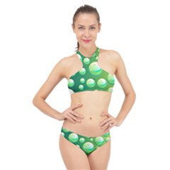 Background Colorful Abstract Circle High Neck Bikini Set