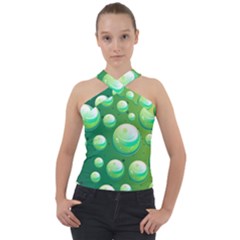 Background Colorful Abstract Circle Cross Neck Velour Top by HermanTelo