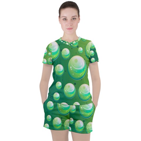 Background Colorful Abstract Circle Women s Tee And Shorts Set by HermanTelo