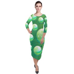 Background Colorful Abstract Circle Quarter Sleeve Midi Velour Bodycon Dress by HermanTelo