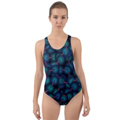 Background Abstract Textile Design Cut-out Back One Piece Swimsuit