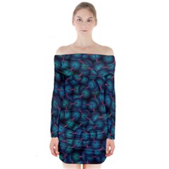 Background Abstract Textile Design Long Sleeve Off Shoulder Dress