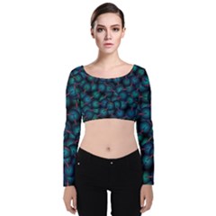 Background Abstract Textile Design Velvet Long Sleeve Crop Top