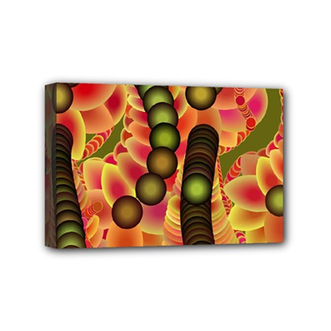 Abstract Background Digital Green Mini Canvas 6  X 4  (stretched) by HermanTelo