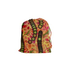 Abstract Background Digital Green Drawstring Pouch (small)