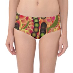 Abstract Background Digital Green Mid-waist Bikini Bottoms