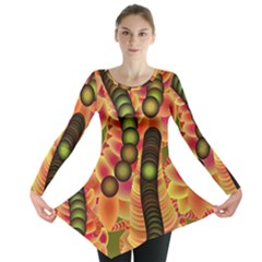 Abstract Background Digital Green Long Sleeve Tunic 