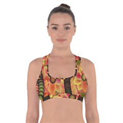 Abstract Background Digital Green Cross Back Sports Bra