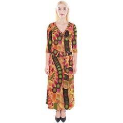 Abstract Background Digital Green Quarter Sleeve Wrap Maxi Dress by HermanTelo