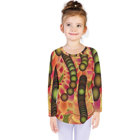 Abstract Background Digital Green Kids  Long Sleeve Tee by HermanTelo