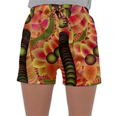 Abstract Background Digital Green Sleepwear Shorts