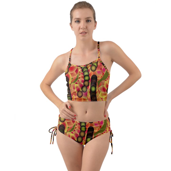 Abstract Background Digital Green Mini Tank Bikini Set