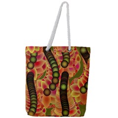 Abstract Background Digital Green Full Print Rope Handle Tote (large) by HermanTelo