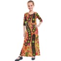 Abstract Background Digital Green Kids  Quarter Sleeve Maxi Dress View1