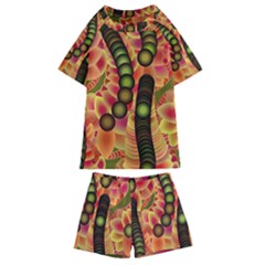 Abstract Background Digital Green Kids  Swim Tee And Shorts Set by HermanTelo