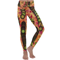 Abstract Background Digital Green Kids  Lightweight Velour Classic Yoga Leggings by HermanTelo