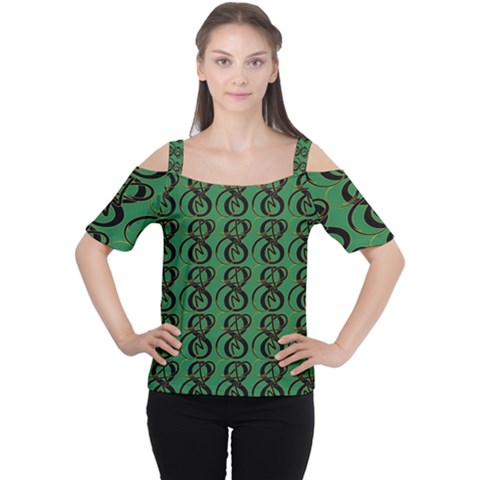 Abstract Pattern Graphic Lines Cutout Shoulder Tee by HermanTelo