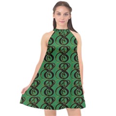 Abstract Pattern Graphic Lines Halter Neckline Chiffon Dress  by HermanTelo