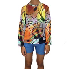 Abstract Transparent Drawing Kids  Long Sleeve Swimwear