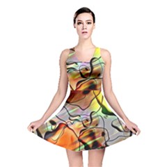 Abstract Transparent Drawing Reversible Skater Dress