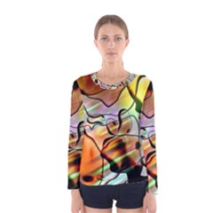 Abstract Transparent Drawing Women s Long Sleeve Tee