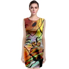 Abstract Transparent Drawing Classic Sleeveless Midi Dress