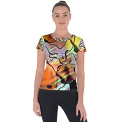 Abstract Transparent Drawing Short Sleeve Sports Top 