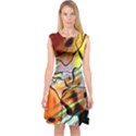 Abstract Transparent Drawing Capsleeve Midi Dress View1