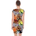 Abstract Transparent Drawing Capsleeve Drawstring Dress  View2