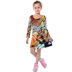 Abstract Transparent Drawing Kids  Long Sleeve Velvet Dress