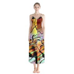 Abstract Transparent Drawing Button Up Chiffon Maxi Dress