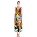 Abstract Transparent Drawing Button Up Chiffon Maxi Dress View1