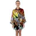 Abstract Transparent Drawing Long Sleeve Kimono Robe View1