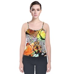 Abstract Transparent Drawing Velvet Spaghetti Strap Top by HermanTelo