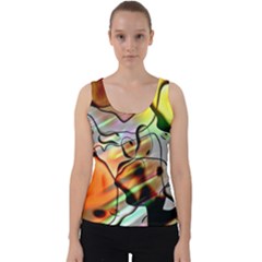 Abstract Transparent Drawing Velvet Tank Top