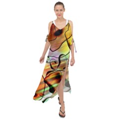 Abstract Transparent Drawing Maxi Chiffon Cover Up Dress by HermanTelo