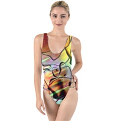 Abstract Transparent Drawing High Leg Strappy Swimsuit by HermanTelo