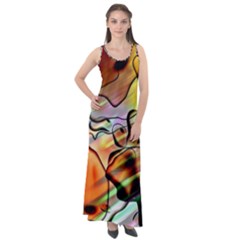 Abstract Transparent Drawing Sleeveless Velour Maxi Dress