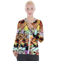 Abstract Transparent Drawing Casual Zip Up Jacket