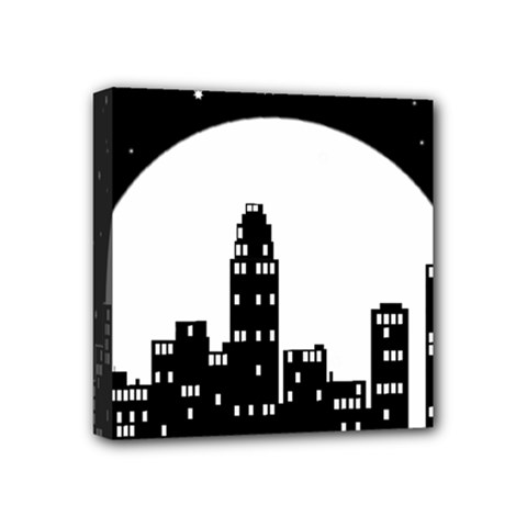 City Night Moon Star Mini Canvas 4  X 4  (stretched) by HermanTelo