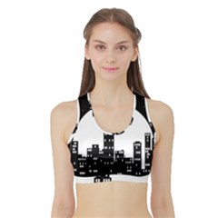 City Night Moon Star Sports Bra With Border